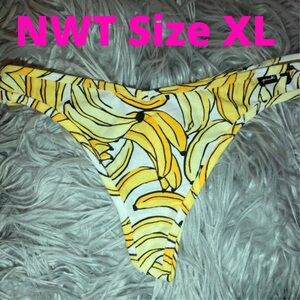 Victoria’s Secret Pink Logo Banana Thong Sexy Panty Extra Large Underwear Fruit